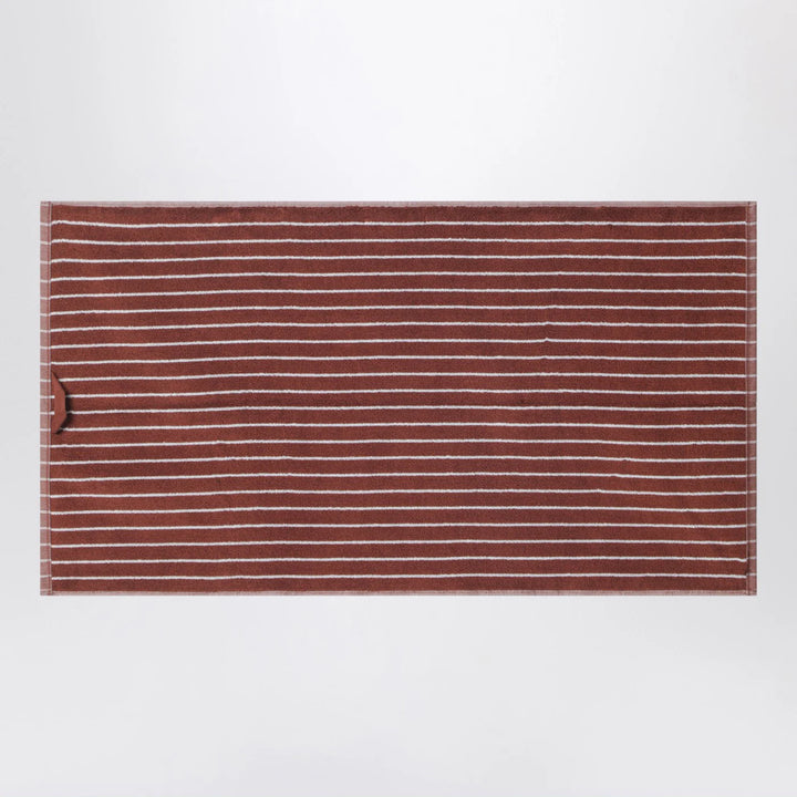 Tekla - Striped reddish-brown bath towel 50x90 cm