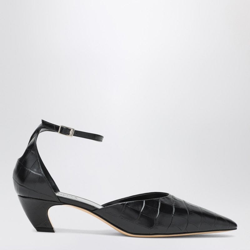 Shoes Le Monde Béryl - Black Victoria decollete with crocodile print - 36,5 IT Brand