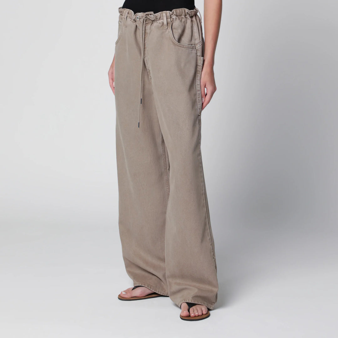 AGOLDE - Shaw Flyweight drawstring wide-leg jeans in brown Brand
