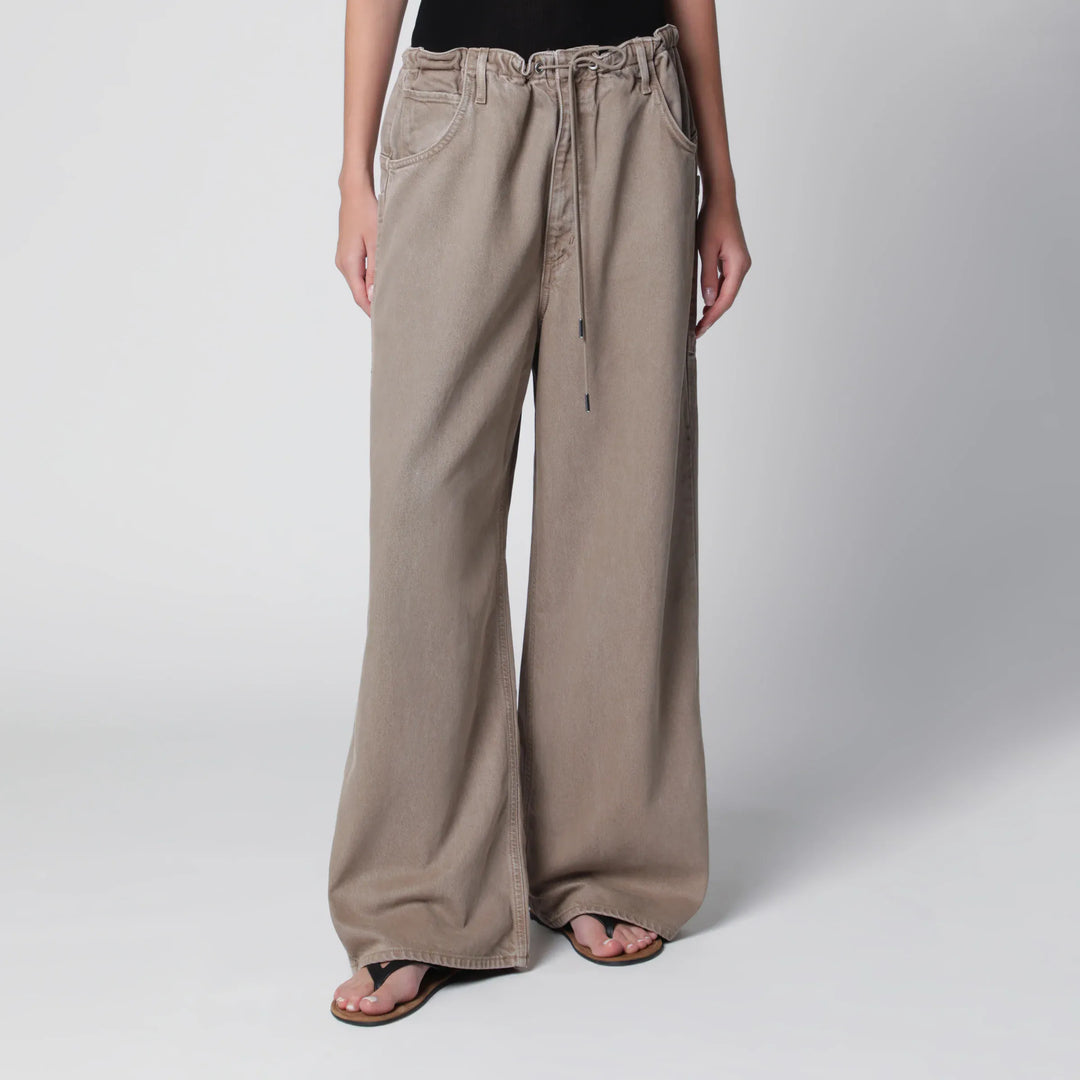 AGOLDE - Shaw Flyweight drawstring wide-leg jeans in brown Brand XS