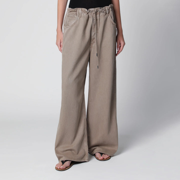 AGOLDE - Shaw Flyweight drawstring wide-leg jeans in brown Brand XS