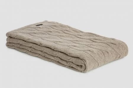 Bemboka Angora &amp; Merino Wool Throws 130x230cm Wheat Bemboka Chunky Cable Angora &amp; Merino Wool Throw - Pre-Shrunk Brand