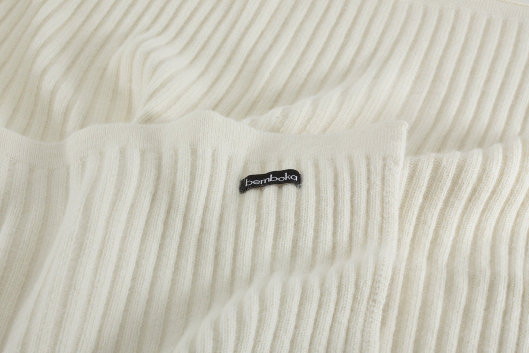 Bemboka ANGORA &amp; MERINO WOOL THROWS Super King 220x280 Natural Bemboka Wide Rib Angora &amp; Merino Wool Blankets - Pre-Shrunk Brand