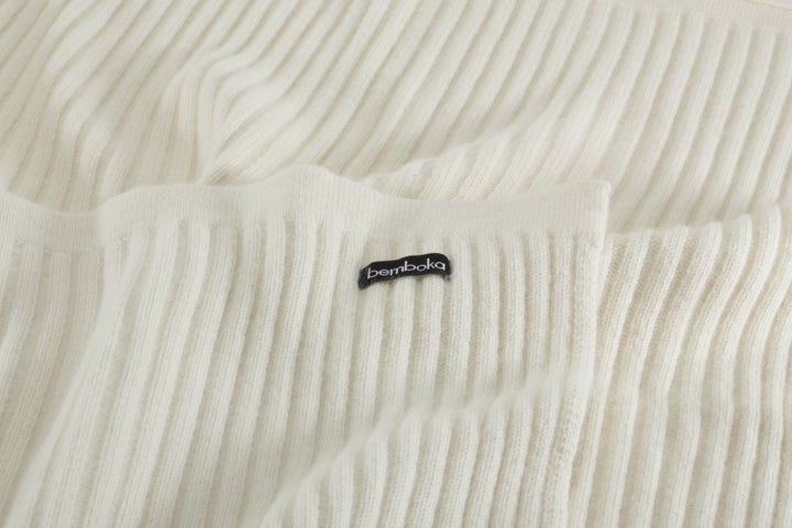 Bemboka ANGORA &amp; MERINO WOOL THROWS Super King 220x280 Natural Bemboka Wide Rib Angora &amp; Merino Wool Blankets - Pre-Shrunk Brand