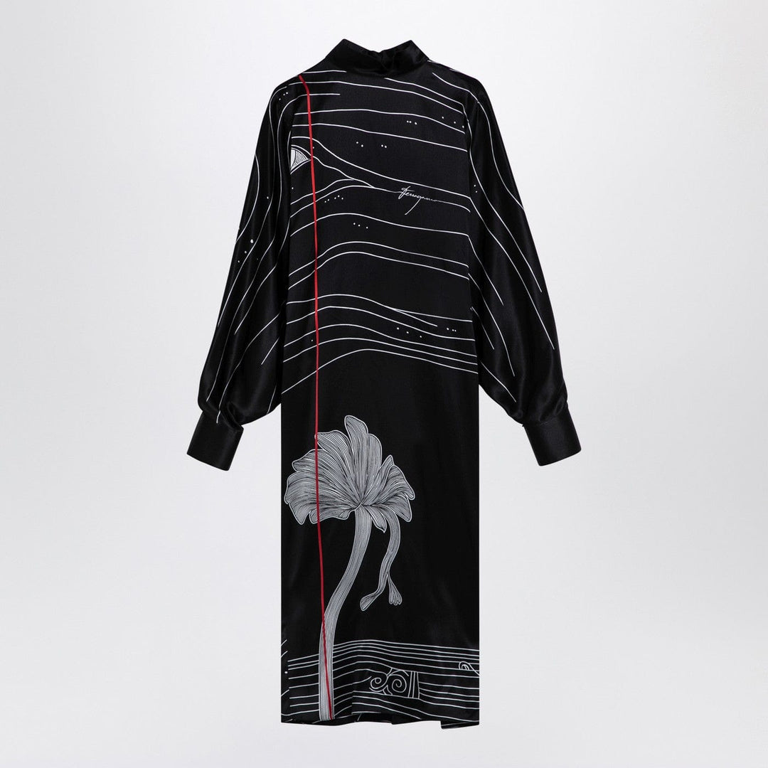 Apparel & Accessories Black silk satin midi dress Brand