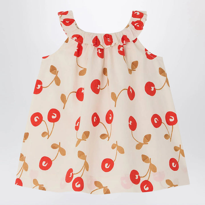 Bonpoint - Niniki écru dress with cherry print and ruffles Brand Apparel &amp; Accessories