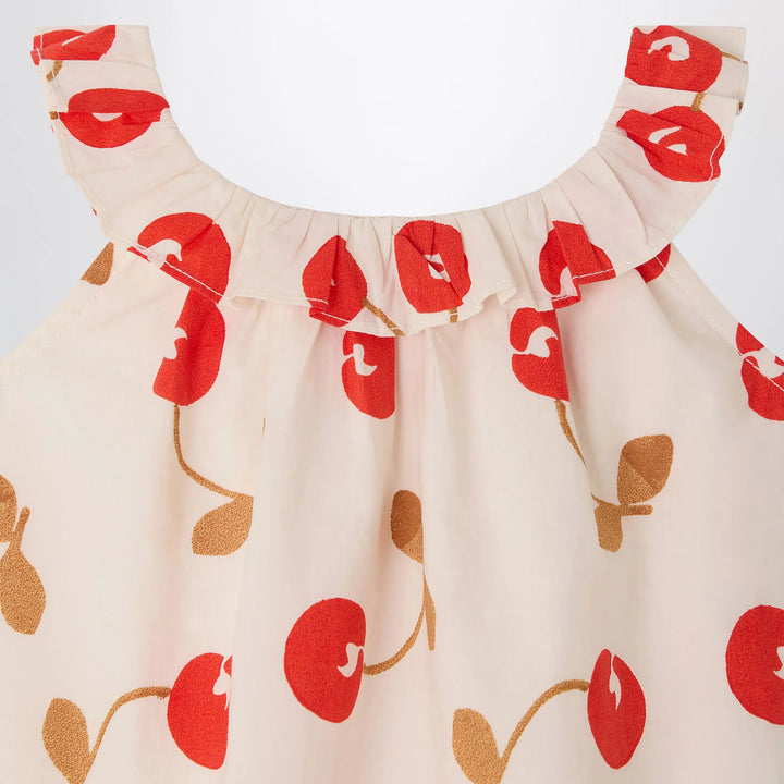 Bonpoint - Niniki écru dress with cherry print and ruffles Brand Apparel &amp; Accessories