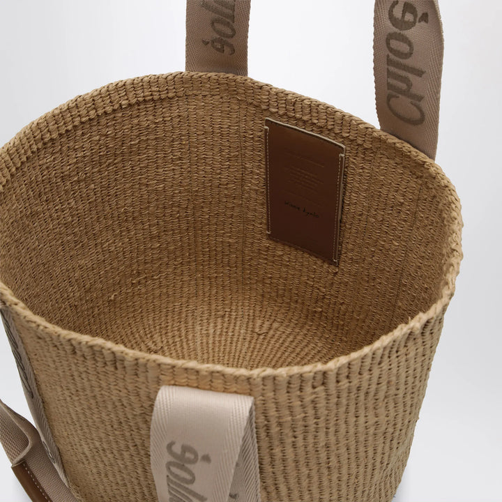 Chloé - Large Woody basket bag in paper and calfskin beige Brand Apparel &amp; Accessories TU
