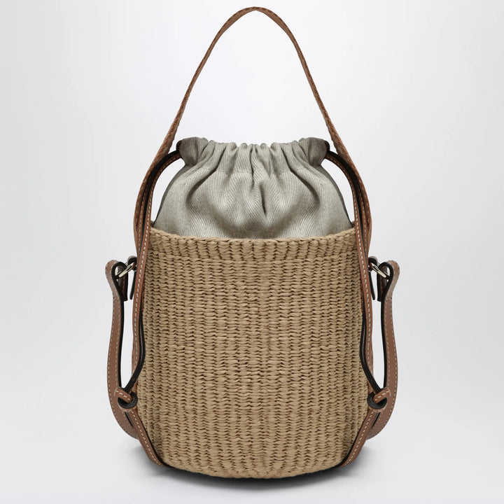 Chloé - Small Woody bucket bag in woven paper and leather, beige Brand Apparel &amp; Accessories TU
