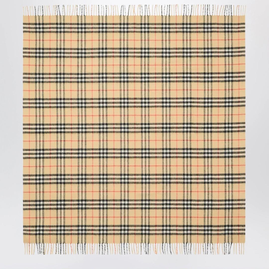 Burberry - Sand beige Check wool scarf Brand Apparel & Accessories > Clothing Accessories > Scarves & Shawls TU
