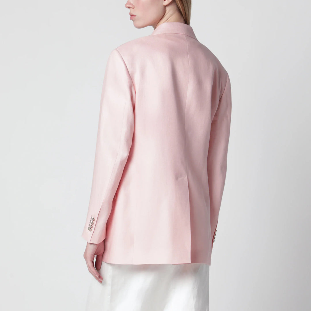 Tagliatore - Single-breasted pink linen blazer Brand Apparel &amp; Accessories > Clothing > Outerwear > Coats &amp; Jackets