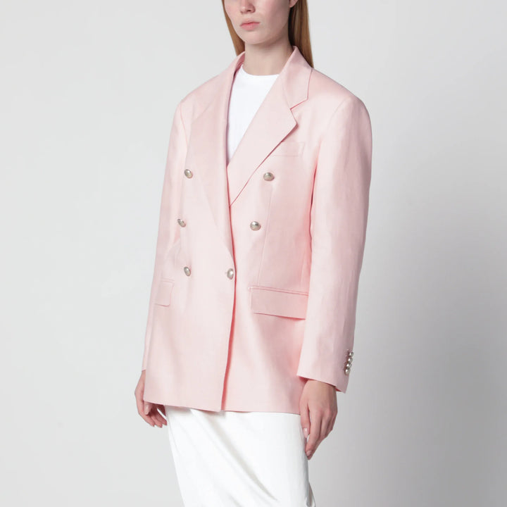Tagliatore - Single-breasted pink linen blazer Brand Apparel &amp; Accessories > Clothing > Outerwear > Coats &amp; Jackets 38  IT