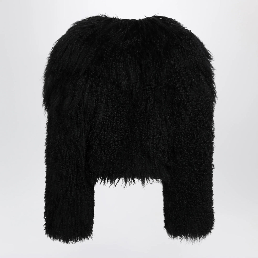 The Attico - Cropped bomber jacket in black curly shearling Brand Apparel &amp; Accessories > Clothing > Outerwear > Coats &amp; Jackets 40  IT