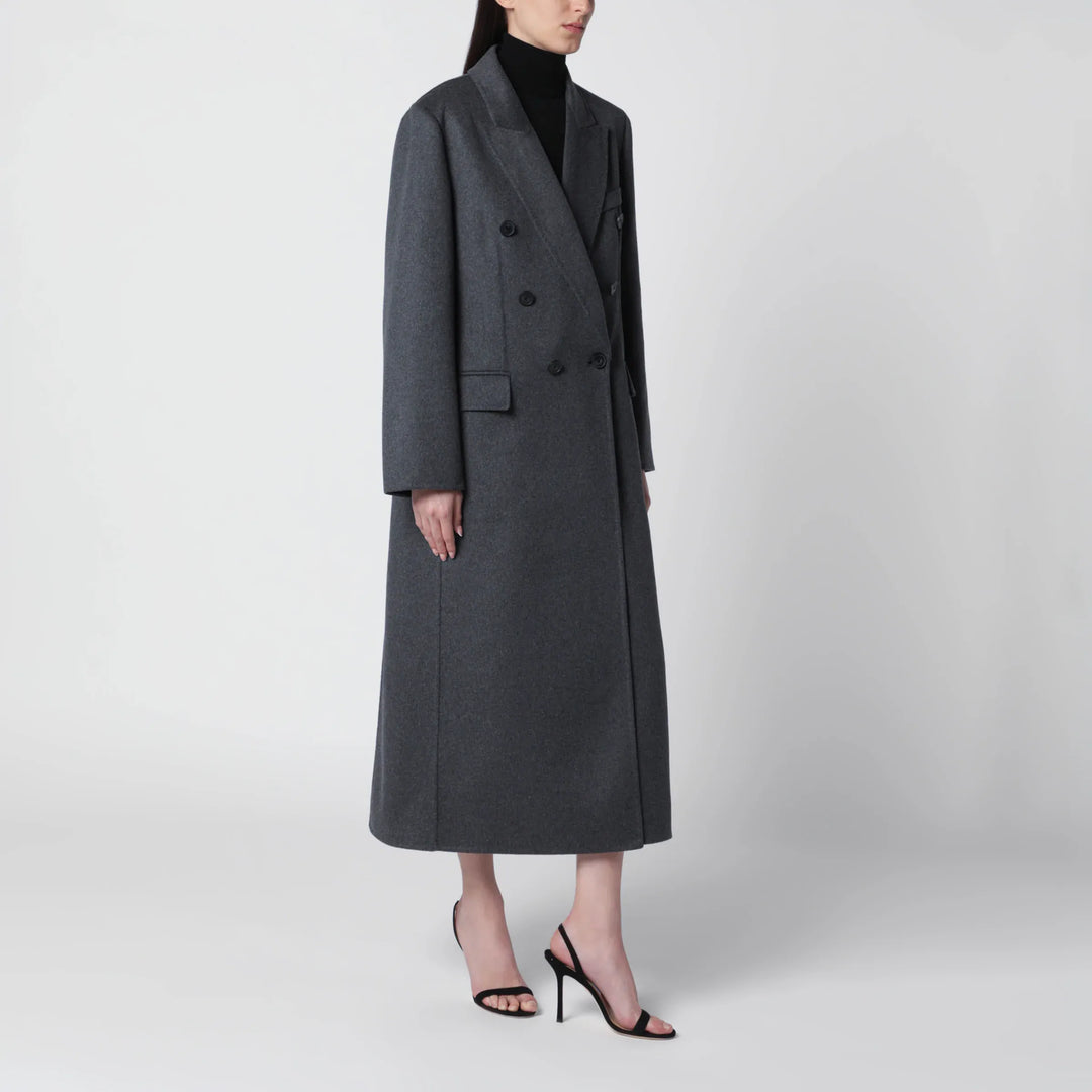 Victoria Beckham - Double-breasted coat in grey mélange wool and cashmere Brand Apparel & Accessories > Clothing > Outerwear > Coats & Jackets 6 UK
