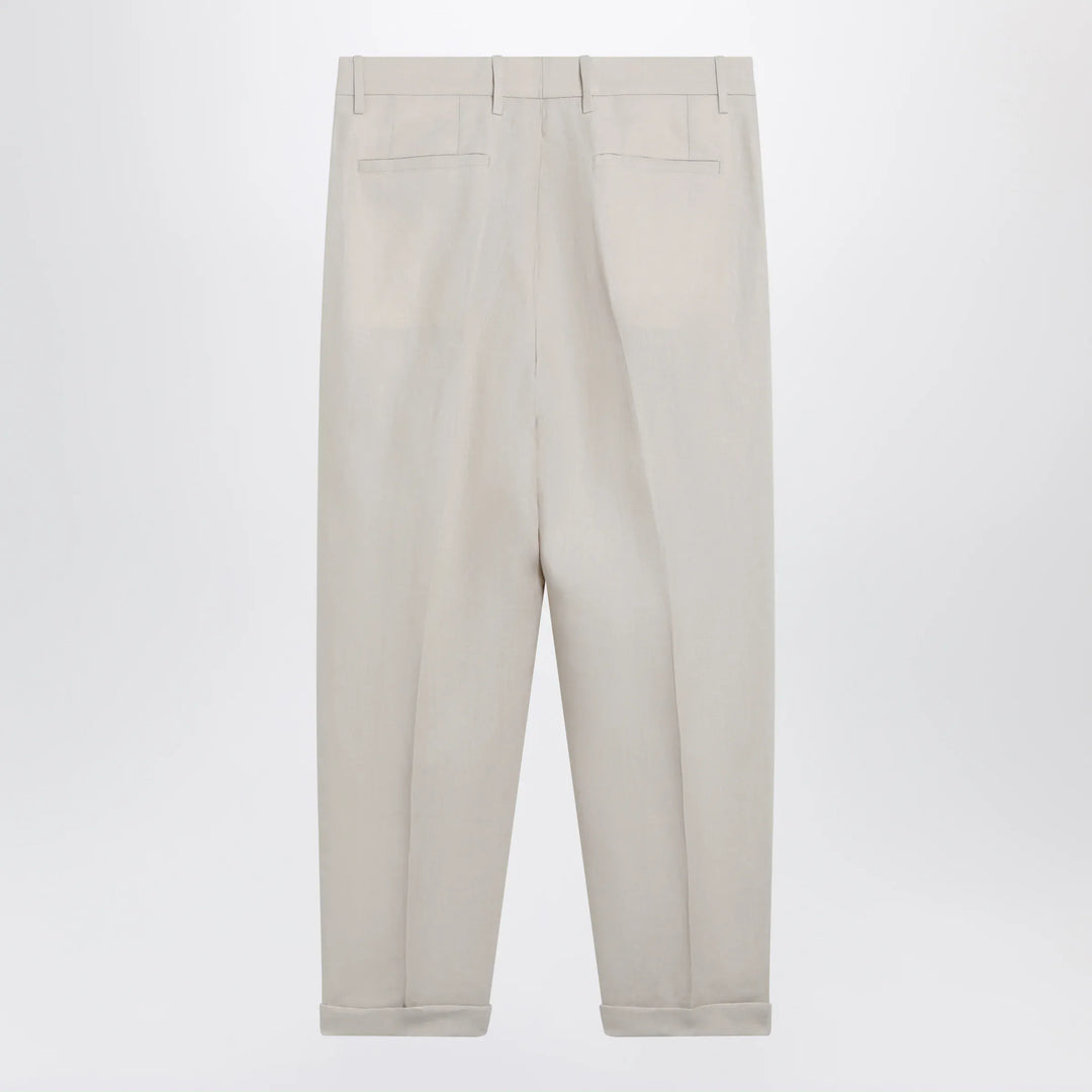 Dolce&amp;Gabbana - Beige linen canvas trousers Brand Apparel &amp; Accessories > Clothing > Pants 48 IT