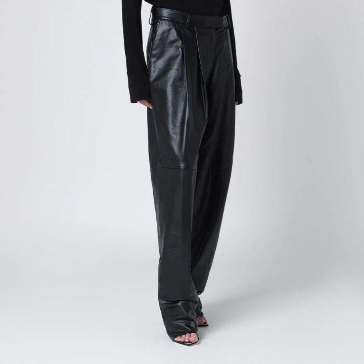 Francesco Murano - Black faux leather trousers Brand Apparel &amp; Accessories > Clothing > Pants 42  IT