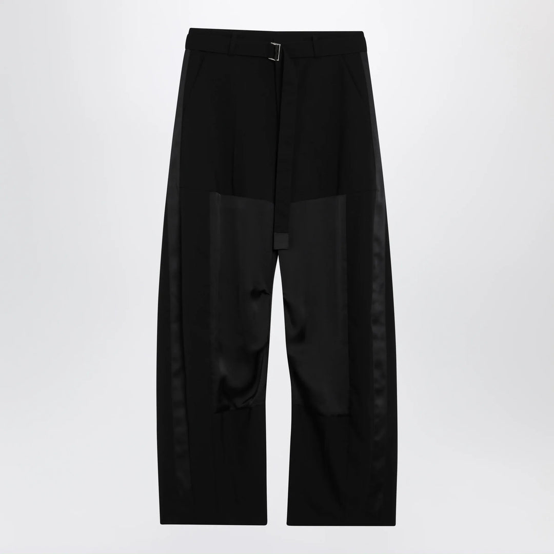 Sacai - Wide-leg wool trousers with panels and belt Brand Apparel &amp; Accessories > Clothing > Pants 2