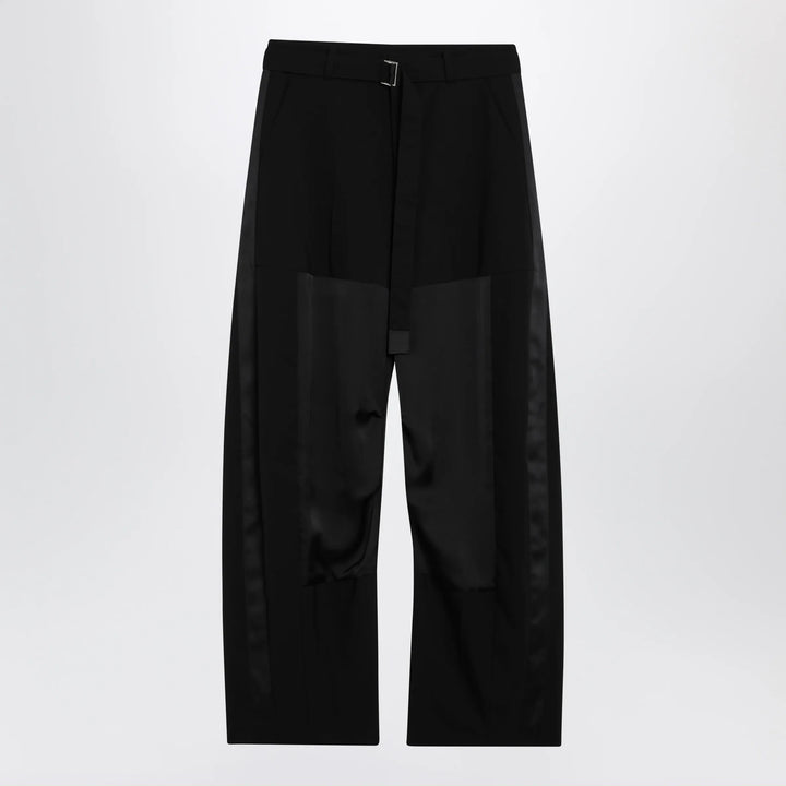 Sacai - Wide-leg wool trousers with panels and belt Brand Apparel &amp; Accessories > Clothing > Pants 2