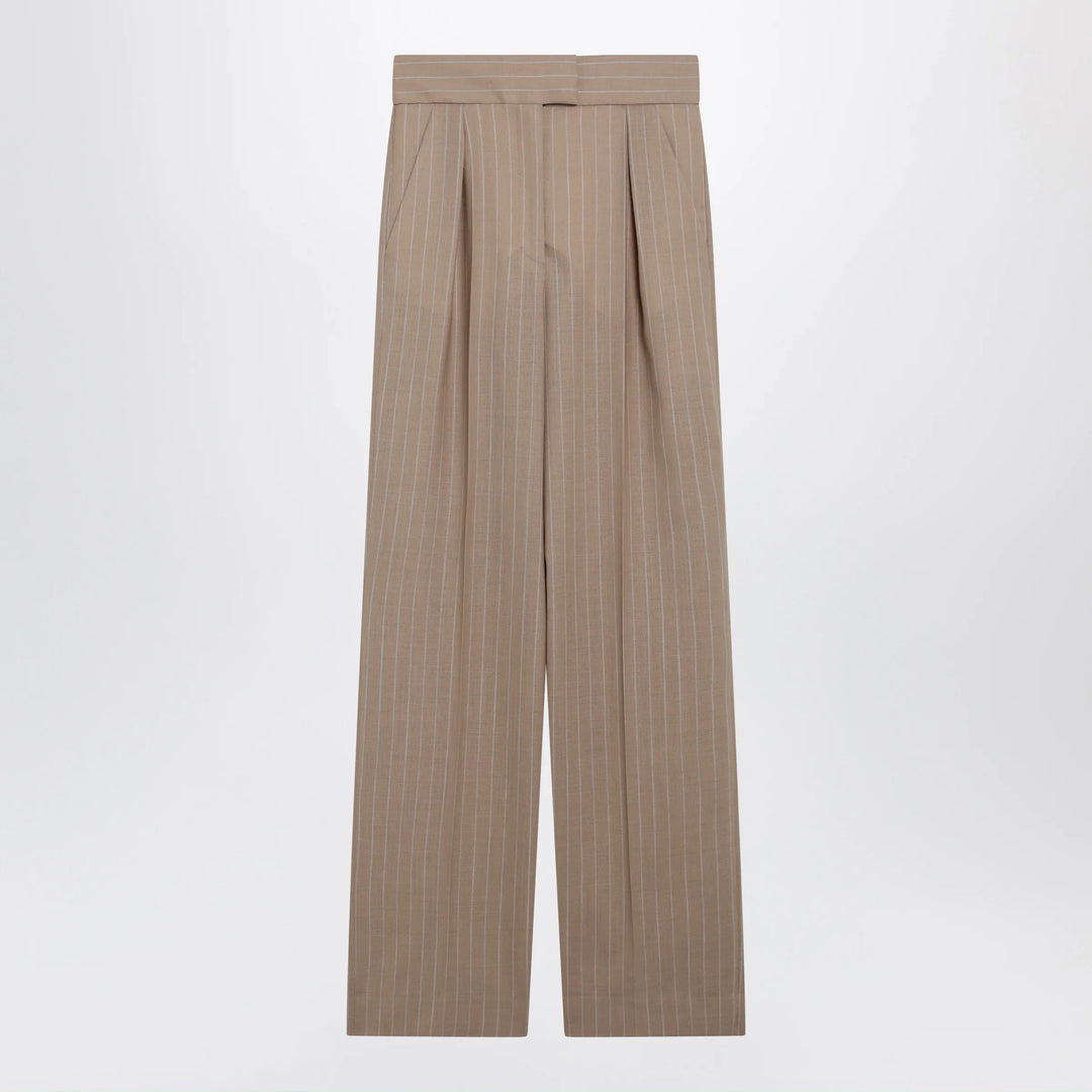 Valentino - Mud-colored pinstripe wool trousers Brand Apparel & Accessories > Clothing > Pants
