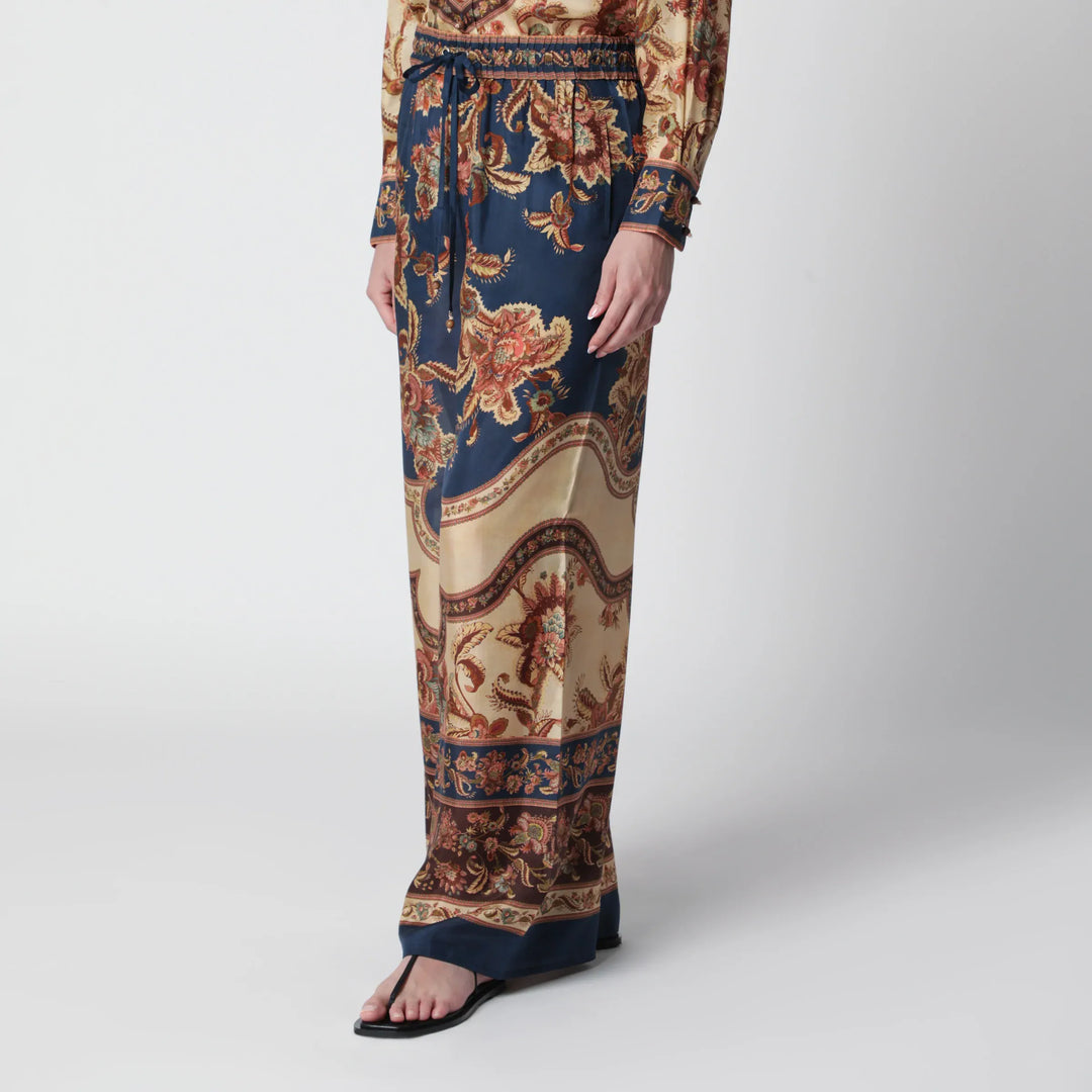 ZIMMERMANN - Aster navy Jacobean trousers Brand Apparel &amp; Accessories > Clothing > Pants