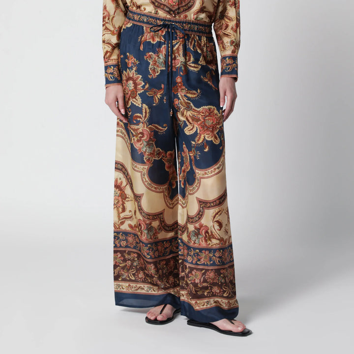 ZIMMERMANN - Aster navy Jacobean trousers Brand Apparel &amp; Accessories > Clothing > Pants