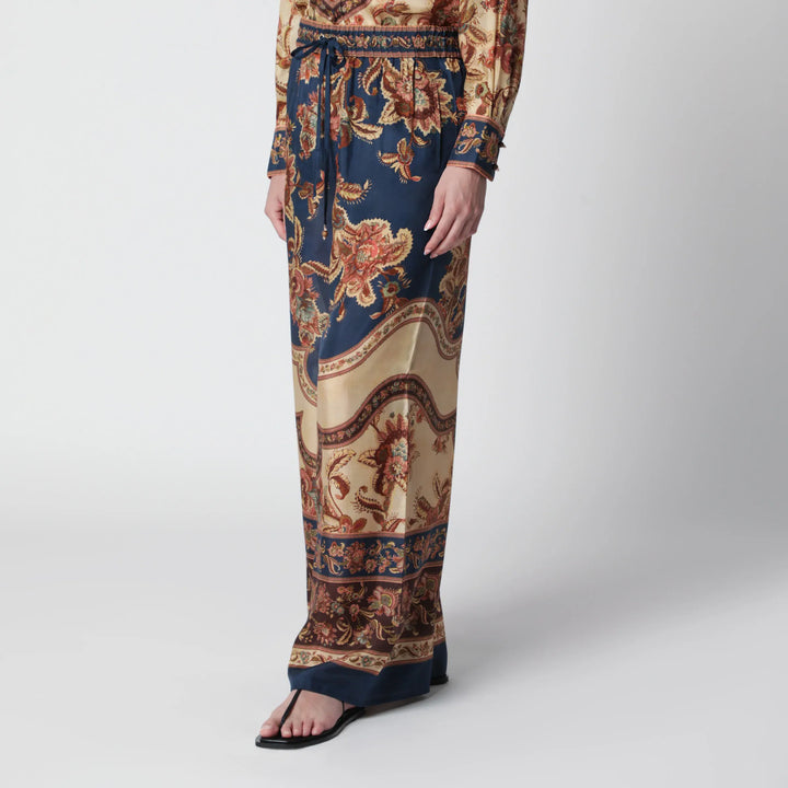 ZIMMERMANN - Aster navy Jacobean trousers Brand Apparel &amp; Accessories > Clothing > Pants