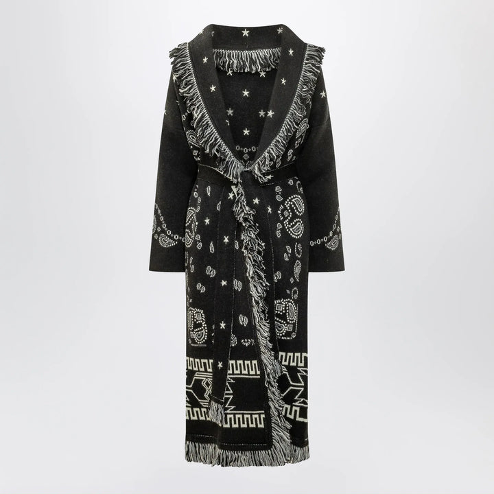 Alanui - Black long Bandana jacquard cardigan Brand Apparel &amp; Accessories > Clothing > Shirts &amp; Tops M