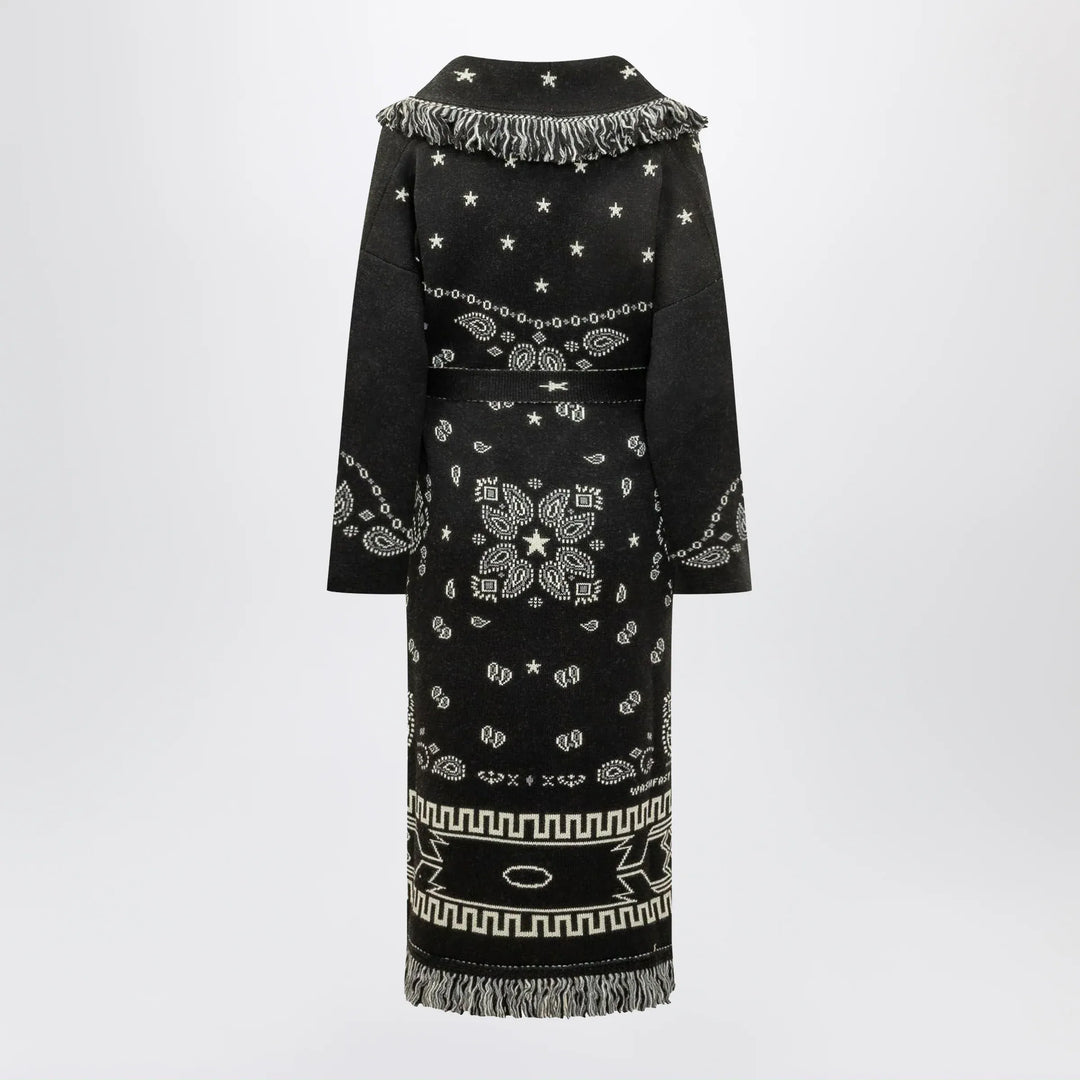Alanui - Black long Bandana jacquard cardigan Brand Apparel &amp; Accessories > Clothing > Shirts &amp; Tops M