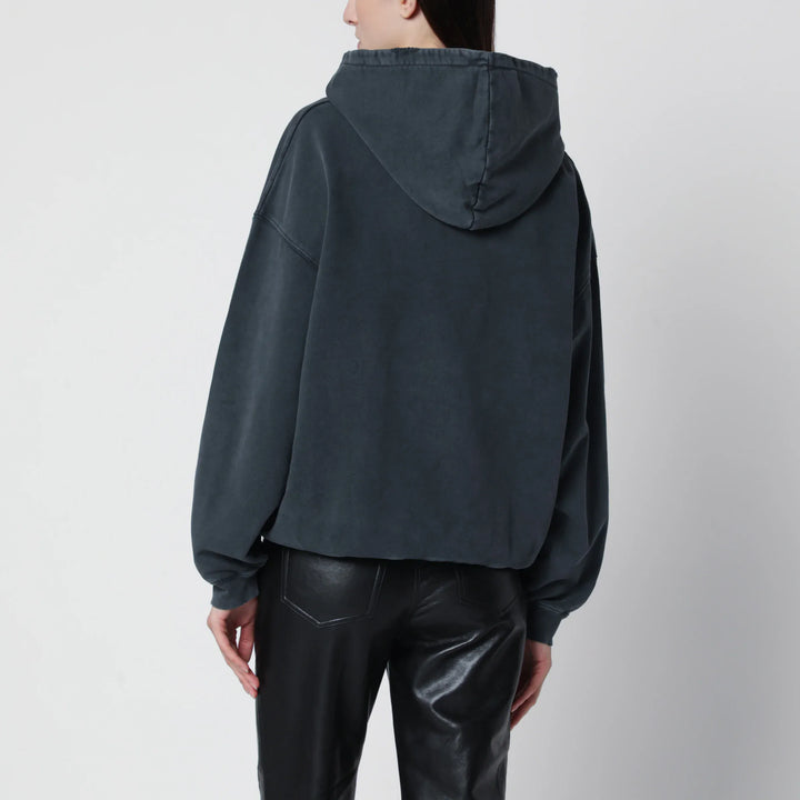 ANINE BING - Black washed hoodie with distressing Brand Apparel &amp; Accessories > Clothing > Shirts &amp; Tops