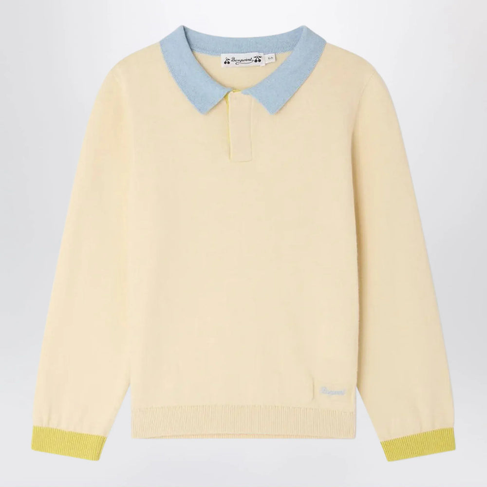 Bonpoint - Mae polo in écru cotton and cashmere Brand Apparel & Accessories > Clothing > Shirts & Tops 4Y