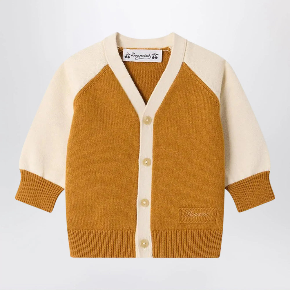 Bonpoint - Marin cardigan in ochre cotton and cashmere Brand Apparel & Accessories > Clothing > Shirts & Tops