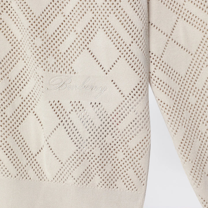 Burberry - Openwork cotton cardigan in light beige Brand Apparel &amp; Accessories > Clothing > Shirts &amp; Tops
