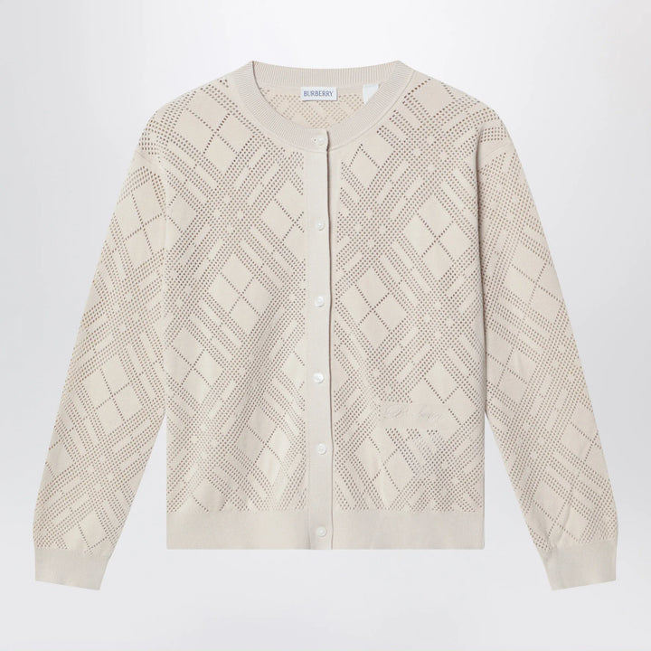 Burberry - Openwork cotton cardigan in light beige Brand Apparel &amp; Accessories > Clothing > Shirts &amp; Tops