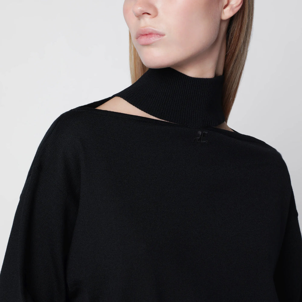 Courrèges - Black merino wool turtleneck sweater Brand Apparel & Accessories > Clothing > Shirts & Tops