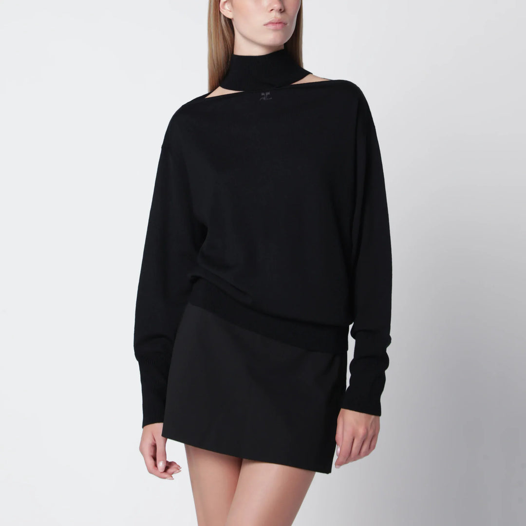 Courrèges - Black merino wool turtleneck sweater Brand Apparel & Accessories > Clothing > Shirts & Tops S