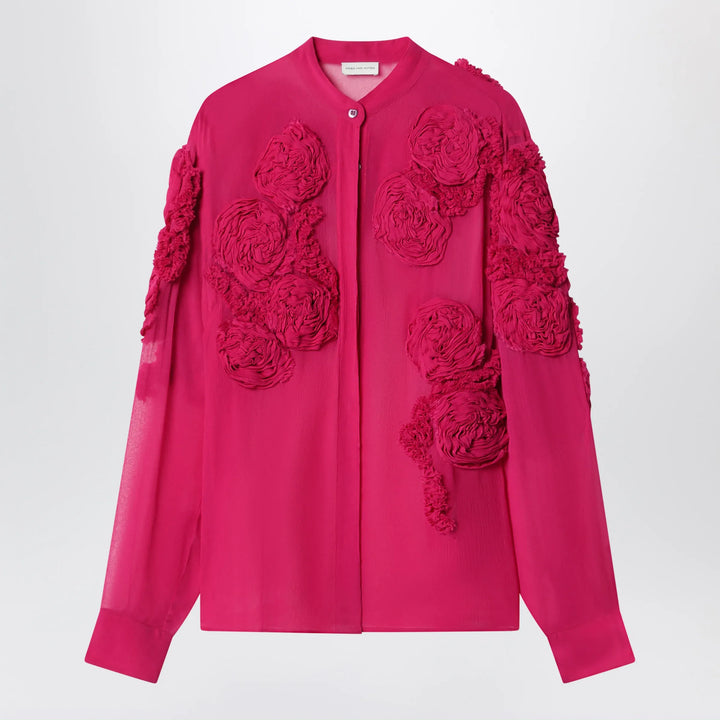 Dries Van Noten - Fuchsia shirt with embossed roses Brand Apparel &amp; Accessories > Clothing > Shirts &amp; Tops 36  FR