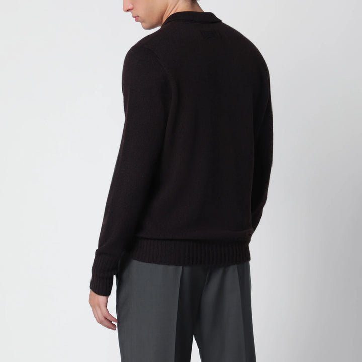 Drumohr - Brown wool polo sweater Brand Apparel &amp; Accessories > Clothing > Shirts &amp; Tops