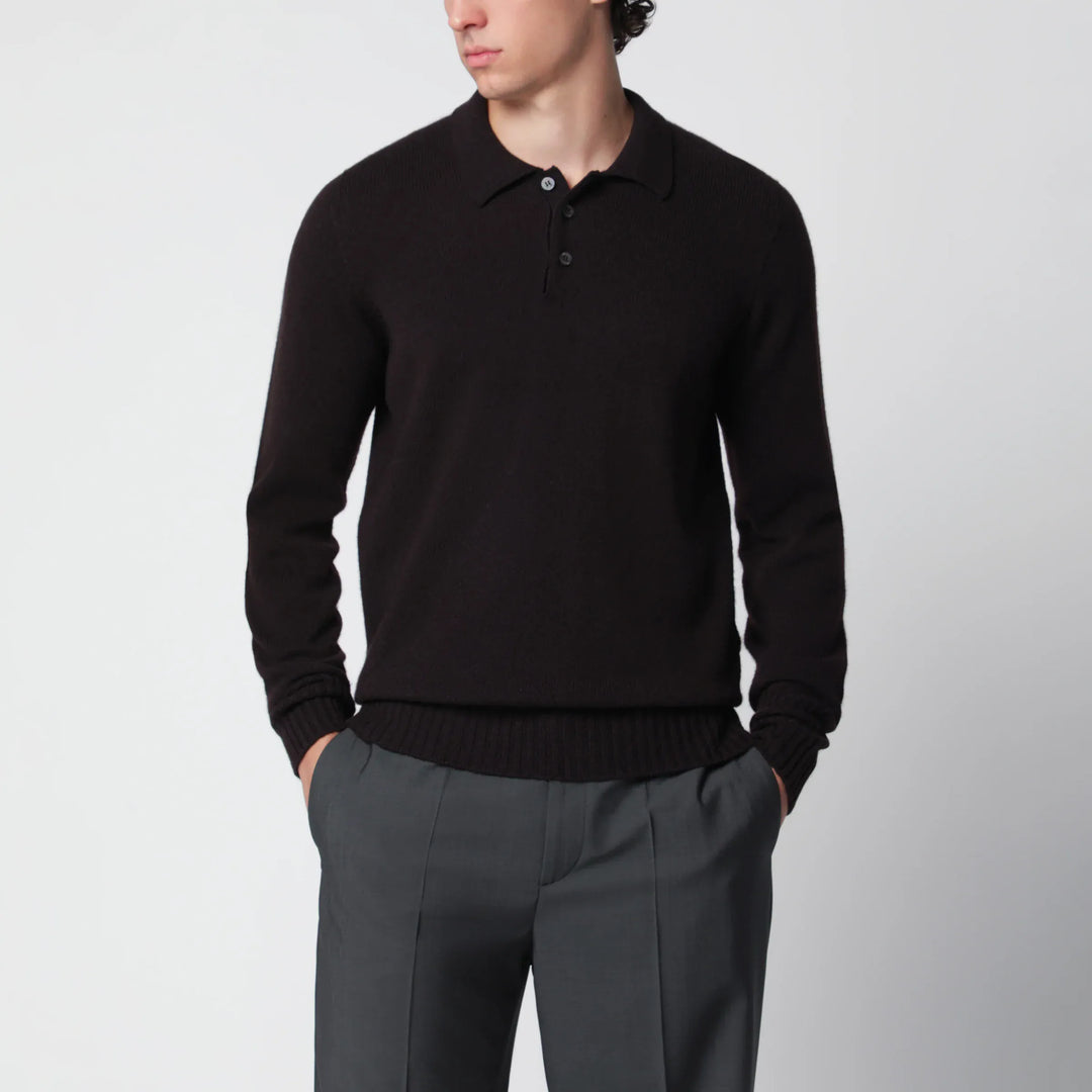Drumohr - Brown wool polo sweater Brand Apparel & Accessories > Clothing > Shirts & Tops 46 IT