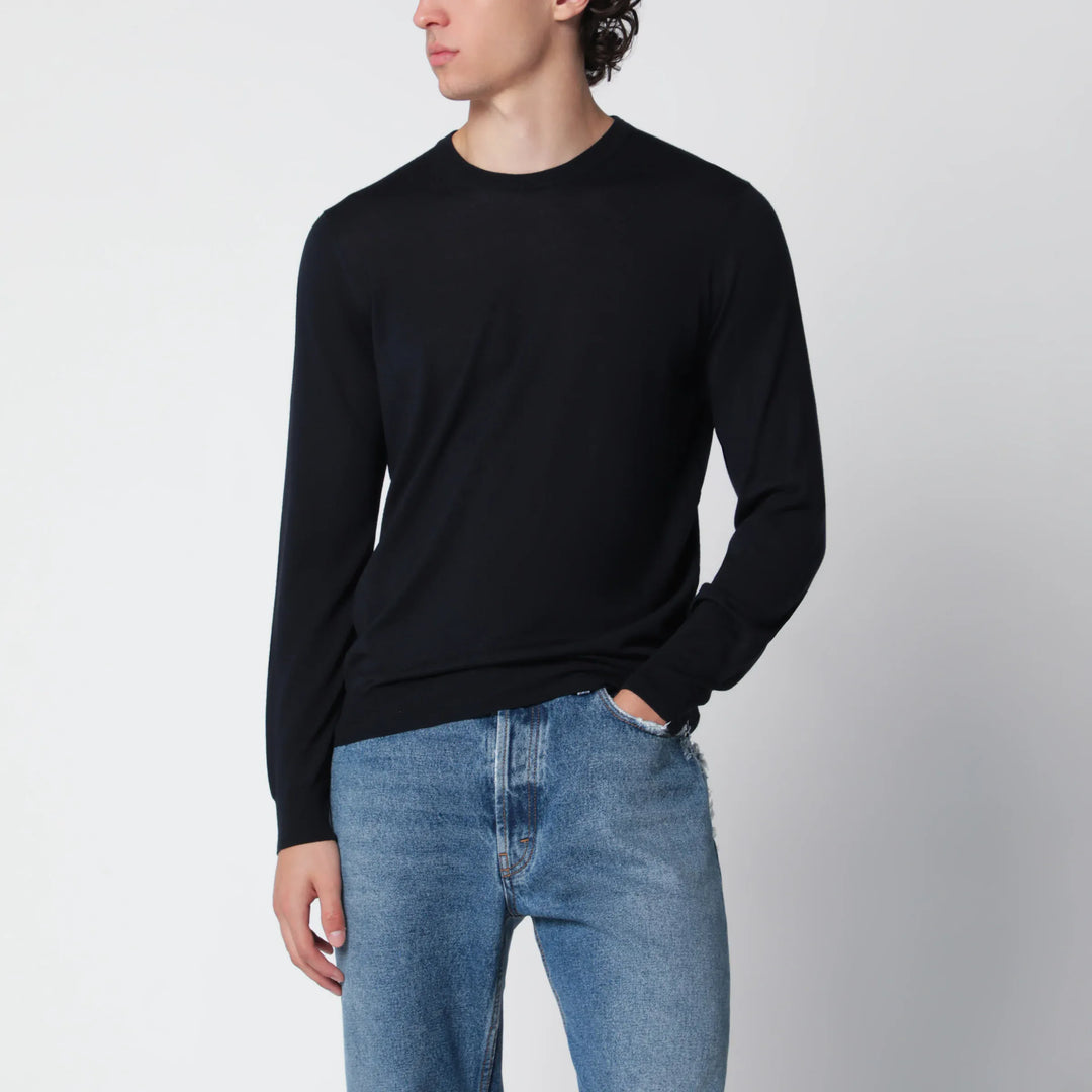 Drumohr - Navy blue wool crew-neck sweater Brand Apparel &amp; Accessories > Clothing > Shirts &amp; Tops