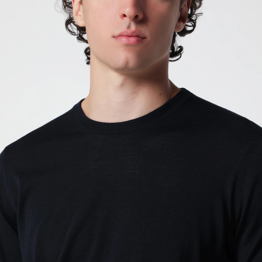 Drumohr - Navy blue wool crew-neck sweater Brand Apparel &amp; Accessories > Clothing > Shirts &amp; Tops