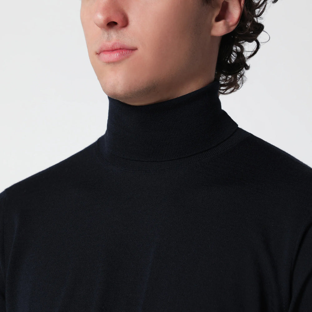 Drumohr - Navy blue wool turtleneck sweater Brand Apparel & Accessories > Clothing > Shirts & Tops