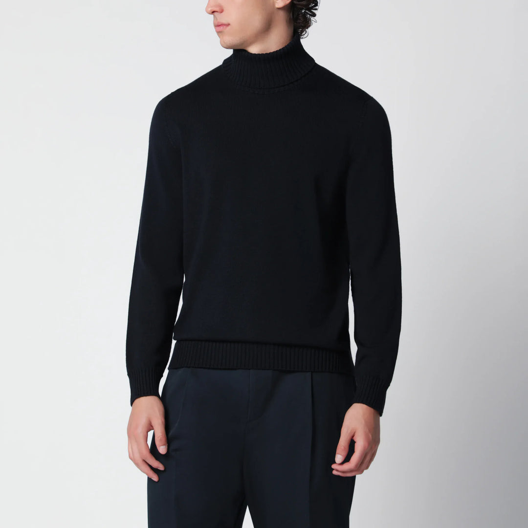 Drumohr - Navy blue wool turtleneck sweater Brand Apparel &amp; Accessories > Clothing > Shirts &amp; Tops