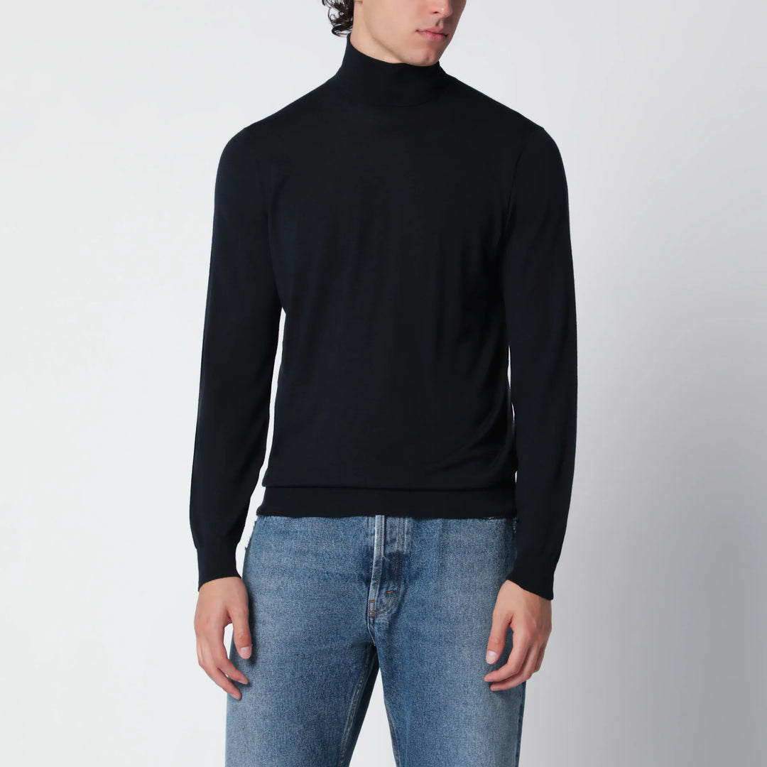 Drumohr - Navy blue wool turtleneck sweater Brand Apparel &amp; Accessories > Clothing > Shirts &amp; Tops