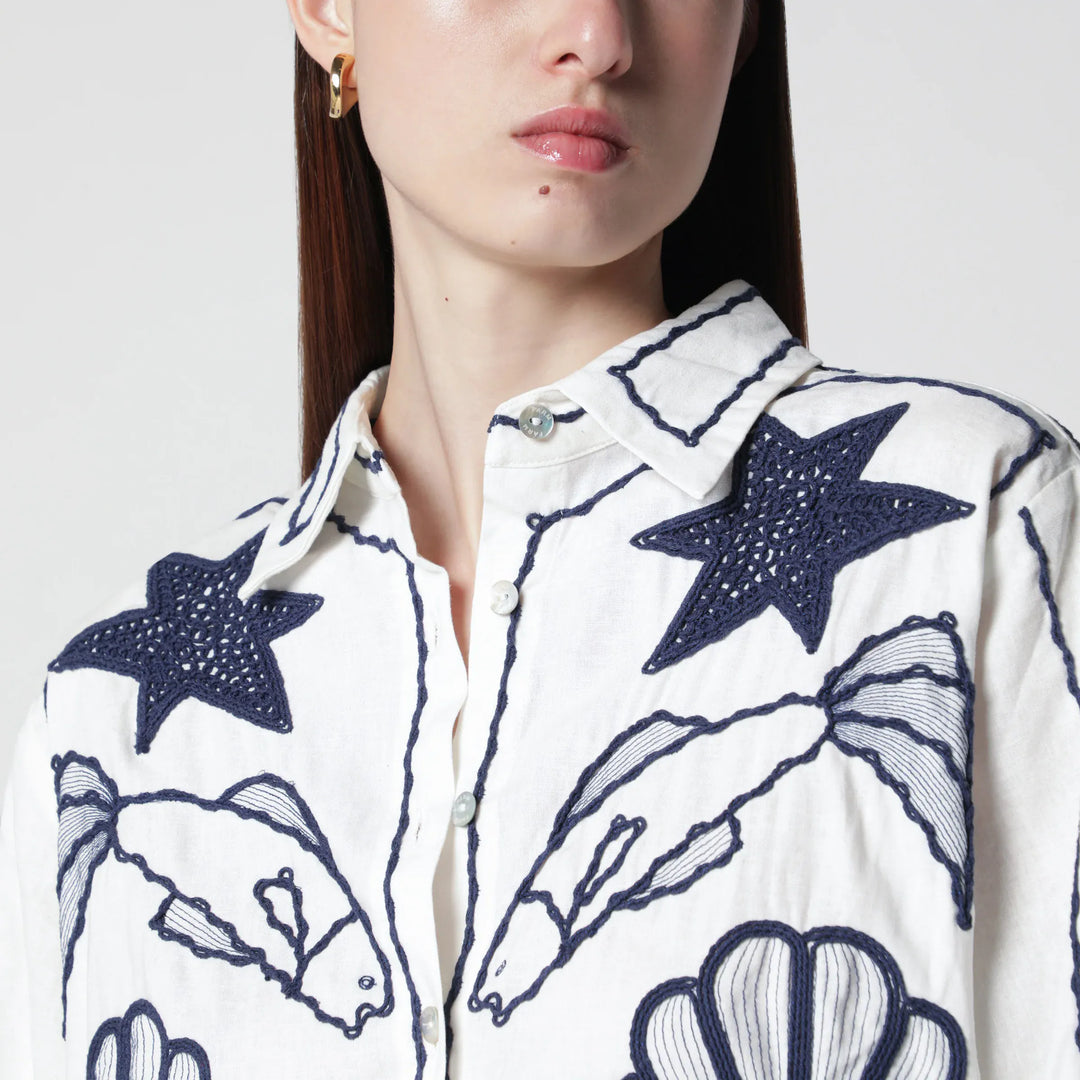 FARM Rio - Shirt with marine embroidery Brand Apparel &amp; Accessories > Clothing > Shirts &amp; Tops