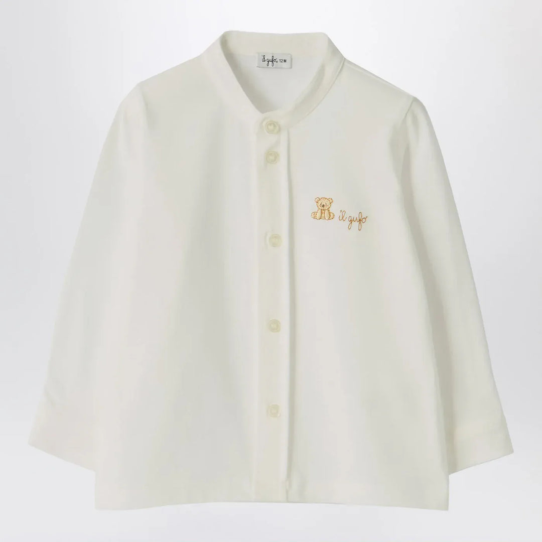 Il Gufo - White shirt with bear embroidery Brand Apparel & Accessories > Clothing > Shirts & Tops 24