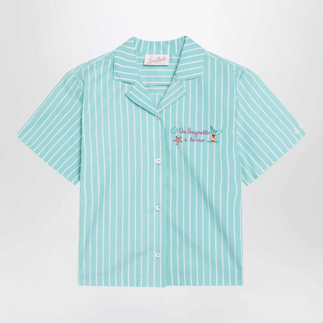 MC2 Saint Barth - Aqua green striped cotton shirt Brand Apparel & Accessories > Clothing > Shirts & Tops 4