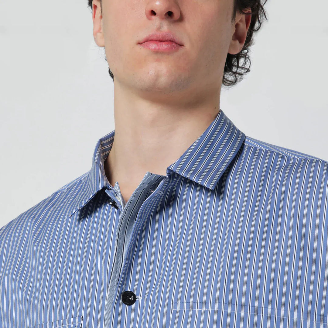 Sacai - Light blue striped cotton shirt Brand Apparel &amp; Accessories > Clothing > Shirts &amp; Tops
