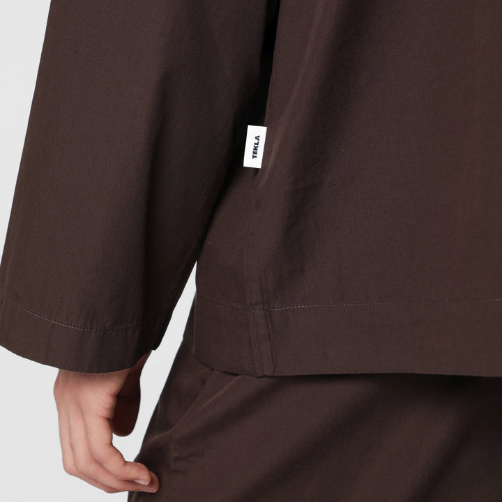 Tekla - Brown cotton pajama shirt Brand Apparel &amp; Accessories > Clothing > Shirts &amp; Tops