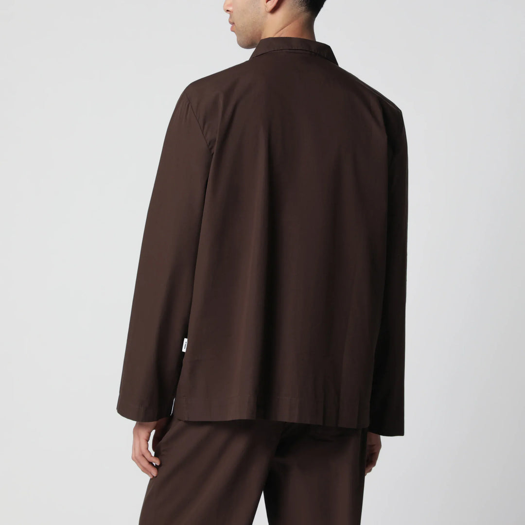 Tekla - Brown cotton pajama shirt Brand Apparel &amp; Accessories > Clothing > Shirts &amp; Tops