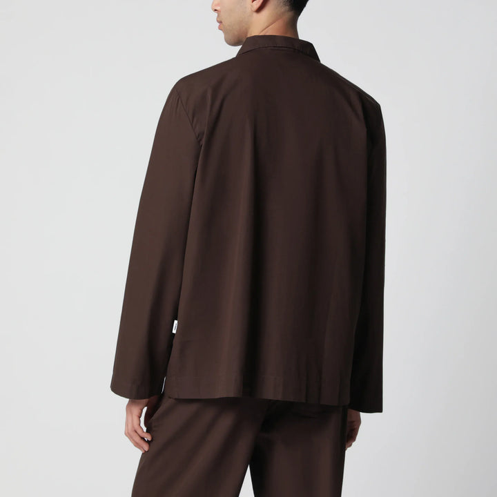 Tekla - Brown cotton pajama shirt Brand Apparel &amp; Accessories > Clothing > Shirts &amp; Tops